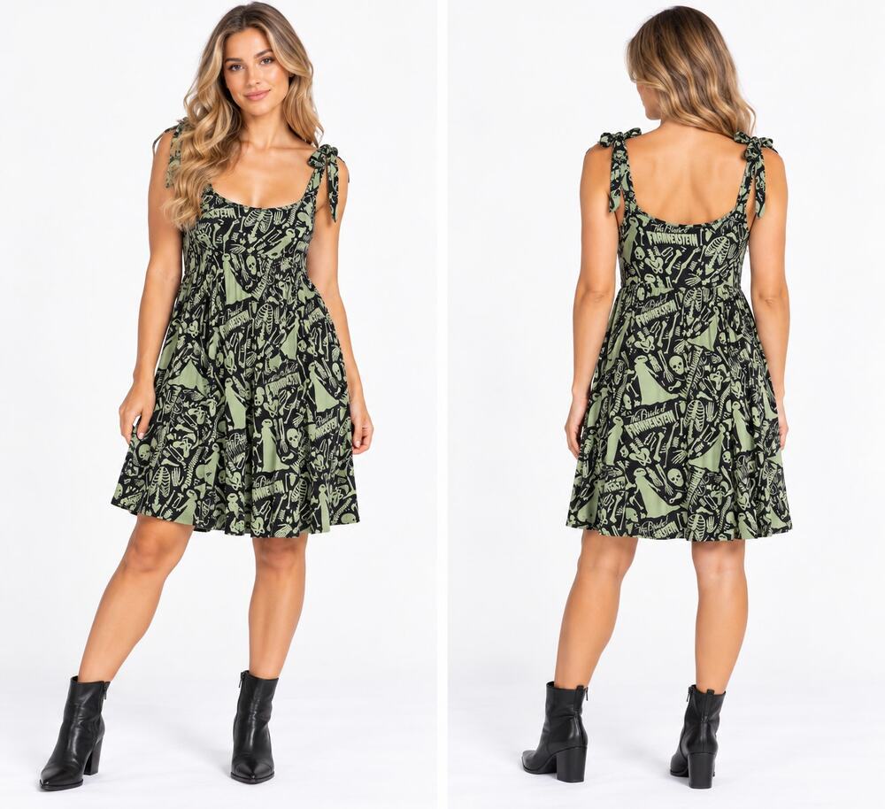 Universal Studios Monsters Bride of Frankenstein Dress XS Green Black Halloween